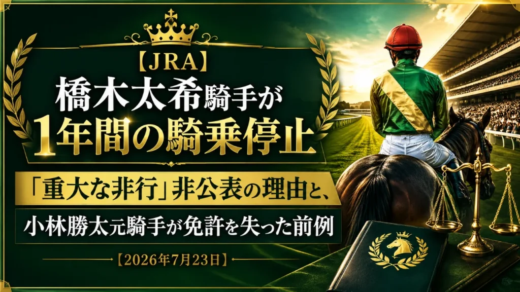 橋木太希騎手 1年騎乗停止