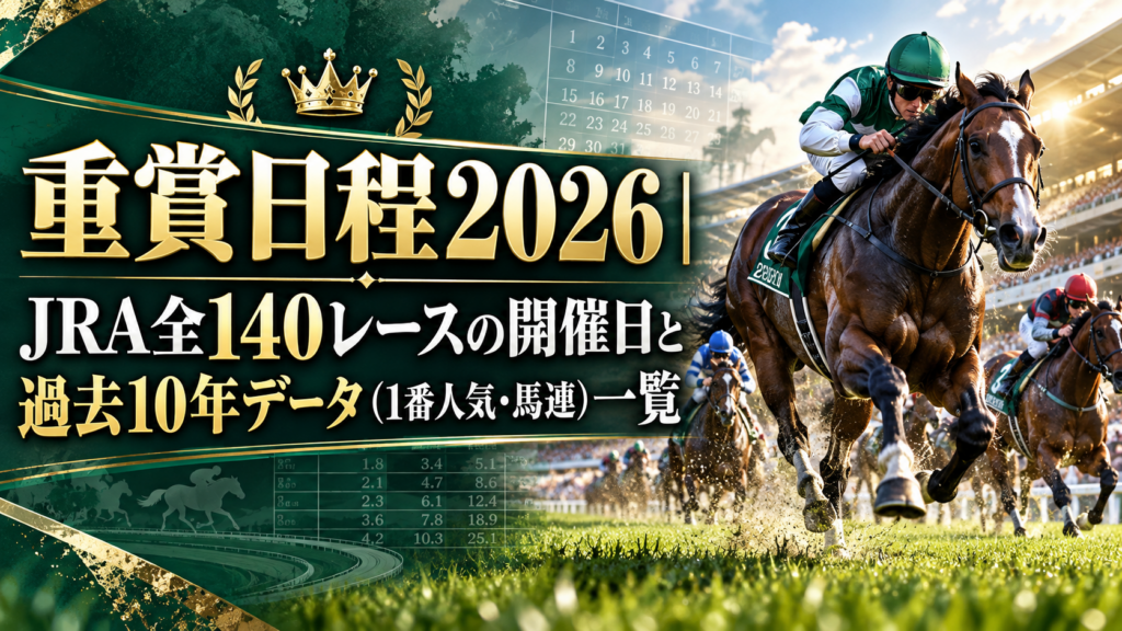 重賞日程2026｜JRA全140レースの開催日と過去10年データ（1番人気・馬連）一覧