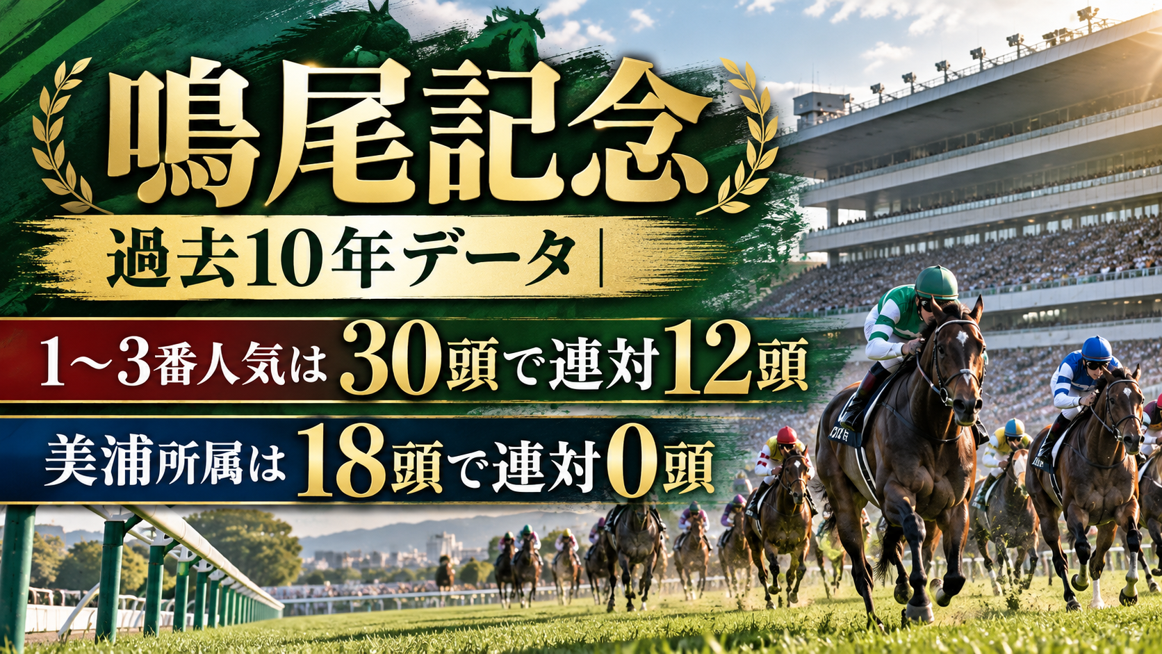 鳴尾記念 過去10年データ｜1〜3番人気は30頭で連対12頭、美浦所属は18頭で連対0頭